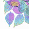 Ion Plating(IP) 201 Stainless Steel Filigree Big Pendants, Etched Metal Embellishments, Leaf, Rainbow Color, 63x34x0.3mm, Hole: 1.6mm