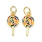 Brass Enamel Pendants, Lollipop Charms, Long-Lasting Plated, Rack Plating, Lead Free & Cadmium Free, Real 18K Gold Plated, 14.5x7.5x1.5mm, Jump Ring: 5.5x0.8mm, 3.2mm Inner Diameter
