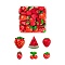 60Pcs Resin Cabochons, Strawberry, Cherry, Watermelon, Red, 15~27x12~23x2.5~10mm