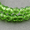 Transparent Glass Bead Strands, Faceted, Flat Round, Lime Green, 4~5x3~4mm, Hole: 0.5mm, about 85~90pcs/strand, 12.40~12.80 inch(31.5~32.5cm)