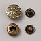 Alloy Snap Button, Cotton-padded Clothes Coat Down Jacket Buckle, Flat Round with Flower, Antique Bronze, 20x7.5~8mm, 4pcs/set