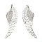 Alloy Pendants, for DIY Necklace Bracelet, Wing, Platinum, 110x38x1.5mm, Hole: 2.5mm, 2pcs/pair