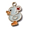Alloy Enamel Pendants, Light Gold, Duck Charm, Aqua, 23.5x15x1.5mm, Hole: 2mm