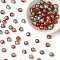 100Pcs Crackle Glass Beads, Round, Two Tone, Brown, 6~6.5mm, Hole: 1.2mm