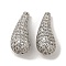 Brass Micro Pave Cubic Zirconia Beads, Cadmium Free & Nickel Free & Lead Free, Teardrop, Real Platinum Plated, 18.5x8x7mm, Hole: 0.8mm