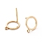 Brass Stud Earring Findings, with Loop, Ring, Real 18K Gold Plated, 12.5x10mm, Hole: 1.4mm, Pin: 0.7mm