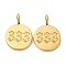 304 Stainless Steel Pendants, Flat Round with Lucky Number 333 Charm, Golden, 16.5x12x1.5mm, Hole: 3.5mm