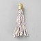 PU Leather Tassel Pendants, with Plastic Finding, Baseball, White, 90x13.5mm, Hole: 4mm