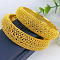 2Pcs Brass Alloy Bangles for Women, Real 24K Gold Plated, Inner Diameter: 2-3/8 inch(6cm)