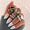 Retro Alloy Enamel and Rhinestone Rings Set, Include Finger Rings/Cuff Rings, Bees/Snake/Heart/Wing, Antique Silver, Inner Diameter: 15~19mm