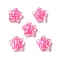 Glass Beads, with Polka Dot Pattern, Star, Hot Pink, 12~12.5x12.5~13x6~6.5mm, Hole: 0.9~1mm