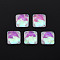 Translucent Electroplated Glass Cabochons, Square, Medium Orchid, 13x13x5.5mm