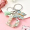 Resin & Acrylic & Faux Suede Tassel Keychain, with Alloy Clasp and Iron Rings, Letter D, 0.9cm