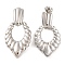 Non-Tarnish 304 Stainless Steel Stud Dangle Earrings, Oval, Stainless Steel Color, 46x22mm