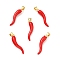Brass Enamel Pendants, Cadmium Free & Lead Free, Horn of Plenty/Italian Horn Cornicello Charms, Long-Lasting Plated, Real 18K Gold Plated, 26.5x6.5x5.5mm, Hole: 4x3.3mm