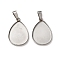 304 Stainless Steel Pendant Cabochon Settings, Teardrop, Stainless Steel Color, Tray: 13.5x18.5mm, 22x14.5x1.5mm, Hole: 3.5x6.5mm