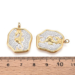 Подвески из нержавеющей стали 304 и полимерной глины с кристаллами и стразами&nbsp;STAS-T069-60E