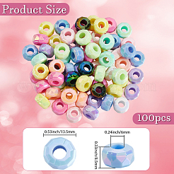 100 шт. УФ-покрытие радужных переливающихся акриловых европейских бусин&nbsp;MACR-PA0001-29