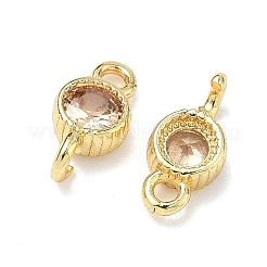 Латунные подвески-коннекторы с плоскими круглыми фианитами&nbsp;KK-P348-11G-04