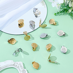 24 шт. 2-х цветная фурнитура для сережек-клипс из нержавеющей стали 304&nbsp;STAS-ME0001-60