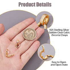 2 шт. 925 застежки-крутилки из стерлингового серебра с прозрачными кубическими цирконами&nbsp;STER-HS0001-22B-G