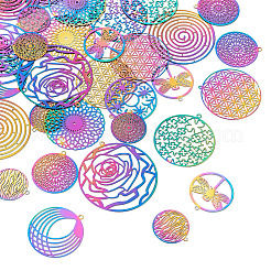 48 шт. 12 шт. филигранные подвески из нержавеющей стали 201&nbsp;STAS-FW0001-15