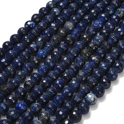 Нитки бусины из натурального ляписа-лазури&nbsp;G-F820-Z01-8mm
