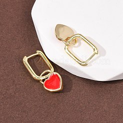 Латунные серьги-кольца в форме сердца&nbsp;EJEW-C174-04G