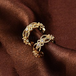 Серьги-каффы из латуни с микропаве из прозрачного кубического циркония&nbsp;EJEW-H147-01G