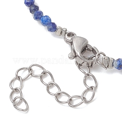 Ожерелье из граненых круглых бусин из натурального лазурита диаметром 2 мм.&nbsp;NJEW-JN05918-01