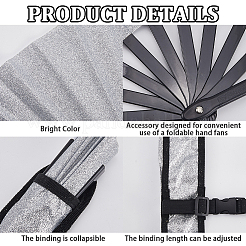 Веер из блестящего пластика и ткани Оксфорд с чехлами для вееров&nbsp;AJEW-WH20022-89C