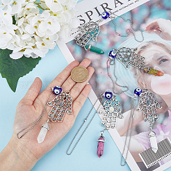 1 комплект подвесных украшений в виде руки хамсы и сглаза с подвеской из драгоценного камня-пули&nbsp;PALLOY-FH0007-43B