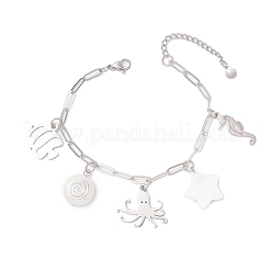 Браслеты с подвесками из нержавеющей стали 304 с тематикой океана&nbsp;BJEW-JB12218-02