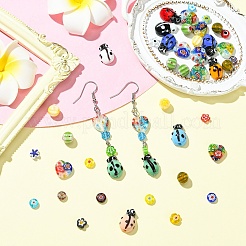 50 шт. 5 стиля бусины ручной работы миллефиори лэмпворк&nbsp;LAMP-YW0001-93