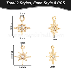 16 шт. 2 стиля латунных подвесок с микропаве из кубического циркония&nbsp;KK-UN0002-12