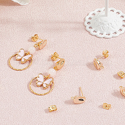 4 пара латунных сережек-гвоздиков&nbsp;KK-BBC0019-97