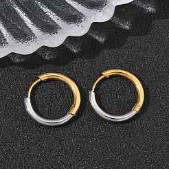 Двухцветные серьги-кольца из нержавеющей стали 304&nbsp;EJEW-P313-02C-G