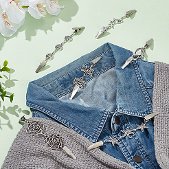 6 шт. 6 стиля ветки/морские звезды/цветы винтажный сплав и железные зажимы для кардигана&nbsp;AJEW-WR0002-09