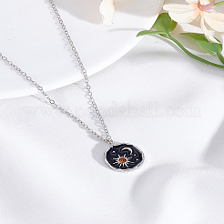 1 шт. ожерелье из сплава с черной эмалью в виде луны и солнца&nbsp;NJEW-LP0002-94P