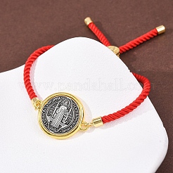 Браслеты-слайдеры из сплава с нейлоновой веревкой&nbsp;LS-BJEW-Z156-02G-01