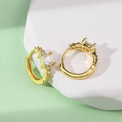 Квадратные серьги-кольца с микропаве из прозрачных кубических цирконий из латуни&nbsp;EJEW-S280-06G