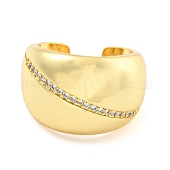 Широкое открытое кольцо-манжета с прозрачным кубическим цирконием&nbsp;RJEW-L121-014G