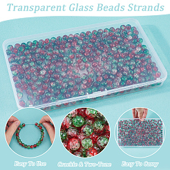 3 нити двухцветных кракле-прозрачных стеклянных бусин&nbsp;CCG-SP0001-01A