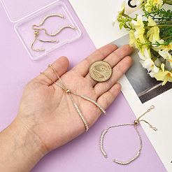 3 шт. латунный прозрачный кубический цирконий квадратный слайдер браслет изготовление&nbsp;BJEW-BBC0001-18