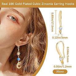 20 шт. латунные крючки для сережек из прозрачного кубического циркония&nbsp;ZIRC-BBC0002-80