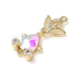 Латунные микропаве прозрачные кубические цирконии подвески-фигурки для рыбок&nbsp;KK-K375-26G-22