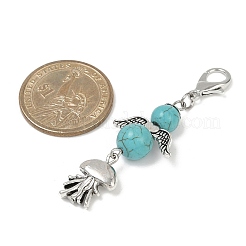 Ангел синтетические бирюзовые бусины и сплав морских животных подвесные украшения&nbsp;HJEW-JM03074