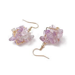 Серьги-подвески из натуральных смешанных камней и стеклянных бусин&nbsp;EJEW-JE06386