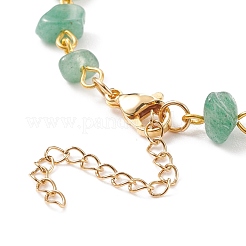 Браслет на щиколотку с бусинами из драгоценных камней и цепочками из нержавеющей стали 304 для женщин AJEW-AN00497