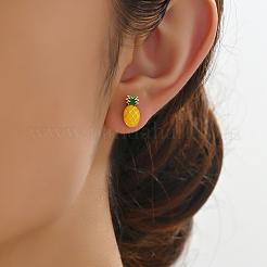 Серьги-гвоздики из латуни в форме ананаса&nbsp;IH2278